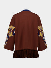 Paula Jade Potting Soil Jacquard Sweater with Fringes