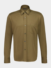 Tom Ford Olive Green Silk-Cotton Button-Down Shirt