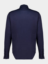 Tom Ford Navy Blue Silk Cotton Blend Military Shirt