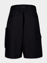 Y-3 Black Crinkled Twill Cargo Shorts