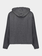 Y-3 Grey Wool Logo Zip Hoodie