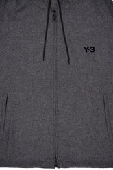 Y-3 Grey Wool Logo Zip Hoodie