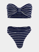 Hunza G Navy and Whit Stripe Coverage Jean Bikini