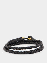 Tom Ford Black Braided Leather T Wrap Bracelet