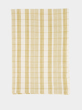 Madam Stoltz Off-White and Mustard Checked Kitchen Towel