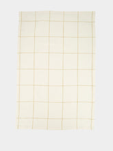Madam Stoltz Off-White and Mustard Cotton Checked Kitchen Towel