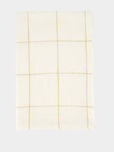 Madam Stoltz Off-White and Mustard Cotton Checked Kitchen Towel