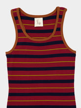Paula Julia Red Dahlia Knitted Striped Tank Top