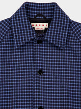 Marni Blue Checked Virgin Wool Buttoned Jacket