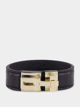 Tom Ford Black Leather and Brass Bracelet