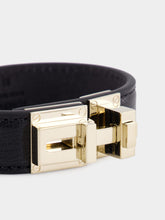 Tom Ford Black Leather and Brass Bracelet