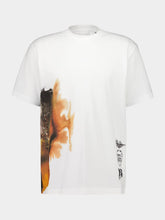 Y-3 White Oversized T-Shirt with Amber Ink Print