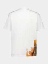 Y-3 White Oversized T-Shirt with Amber Ink Print