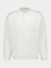Commas Cream Long Sleeve Boxy Knit Cotton Polo