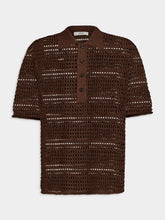 Commas Open-Knit Chocolate Polo
