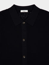 Commas Black Long Sleeve Buttoned Knit Cotton Shirt