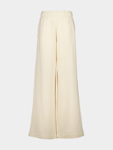 Beige Wide-Leg Cotton Track Pants