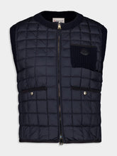 Moncler Navy Blue Tricot Panel Padded Gilet