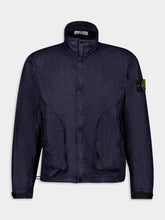 Stone Island Navy Blue High-Neck Nylon Jacket