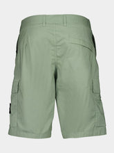 Sage Green Stretch Cotton Cargo Bermuda Shorts