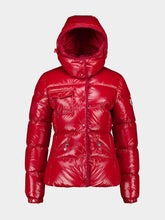 Moncler Red Glareins Braided Trim Short Down Jacket