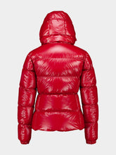 Moncler Red Glareins Braided Trim Short Down Jacket
