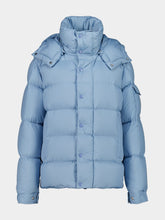 Moncler Light Blue Maya 70 Hooded Short Down Jacket