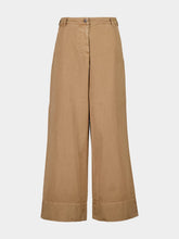 Moncler Light Beige High-Waisted Wide-Leg Trousers