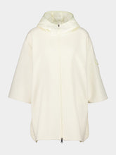 Moncler Ivory Wool Cape with Quilted Nylon Hood