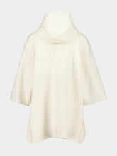 Moncler Ivory Wool Cape with Quilted Nylon Hood