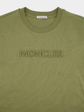 Moncler Green Cotton T-Shirt with Tonal Embroidered Logo