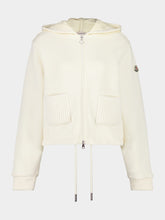 Moncler Natural Cotton Zip-Up Sweatshirt with Knit Accents