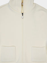 Moncler Natural Cotton Zip-Up Sweatshirt with Knit Accents