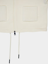 Moncler Natural Cotton Zip-Up Sweatshirt with Knit Accents