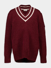 Moncler Burgundy Padded V-Neck Cotton and Wool Blend Jumper
