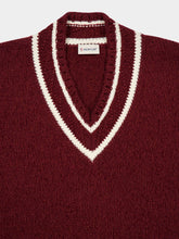 Moncler Burgundy Padded V-Neck Cotton and Wool Blend Jumper