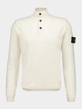 Stone Island Ivory Stretch Wool Half-Button Jumper