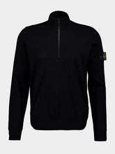 Stone Island Black Half-Zip Virgin Wool Jumper
