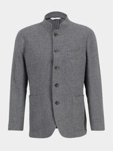 Boglioli Grey Wool-Cashmere Stand Collar Jacket