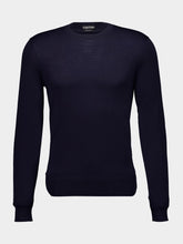 Tom Ford Ink Blue Fine Gauge Pure Wool Crew Neck Sweater