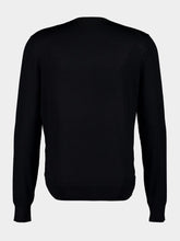 Black Fine Wool Crew Jumper