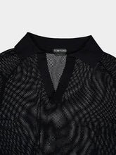 Tom Ford Black Cotton Silk Mesh Polo
