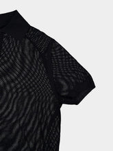 Tom Ford Black Cotton Silk Mesh Polo