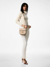 Beige Tara Mini Crossbody in Grain Leather