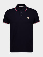 Moncler Navy Tricolour Cotton Polo Shirt
