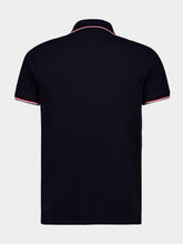 Moncler Navy Tricolour Cotton Polo Shirt