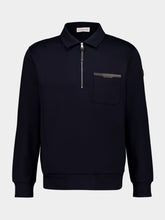 Moncler Dark Blue Cotton Half-Zip Sweatshirt