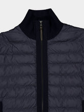 Moncler Navy Blue Padded Zip-Up Wool Cardigan