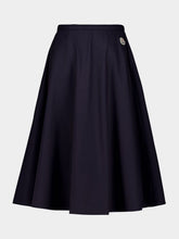 Moncler Navy Blue Midi Skirt in Nylon and Cotton