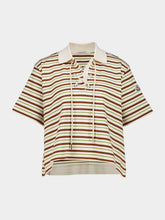Moncler Light Beige Striped Cotton Polo Shirt
